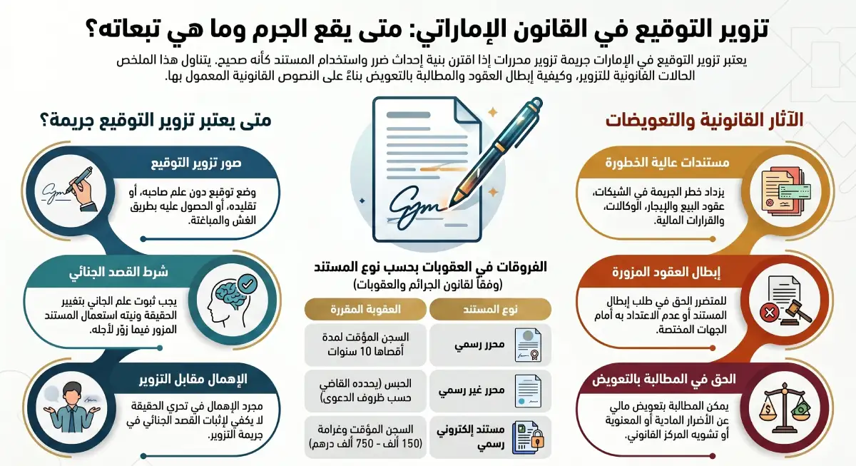 تزوير التوقيع في القانون الإماراتي