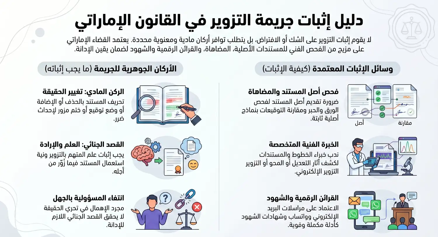 دليل إثبات التزوير بالقانون الإماراتي