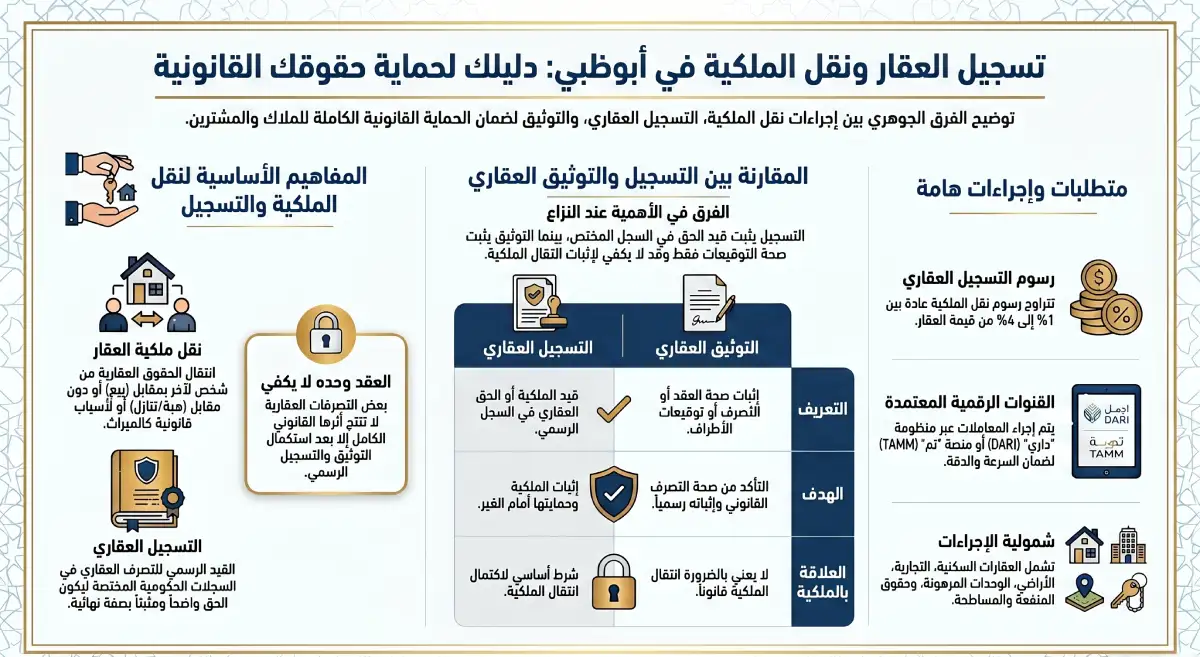 مفهوم تسجيل ونقل ملكية عقار في أبوظبي