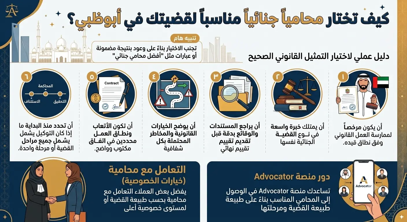 معايير اختيار محامي جنائي مناسب لقضيتك في أبوظبي