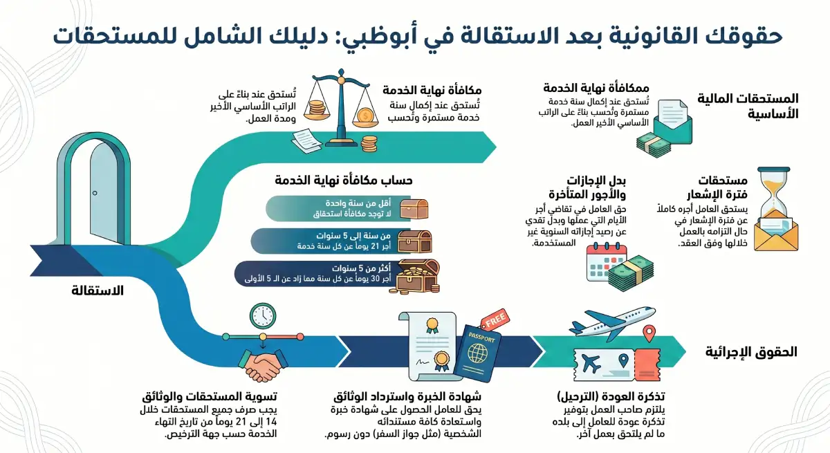 حقوق العامل بعد الاستقالة في أبوظبي