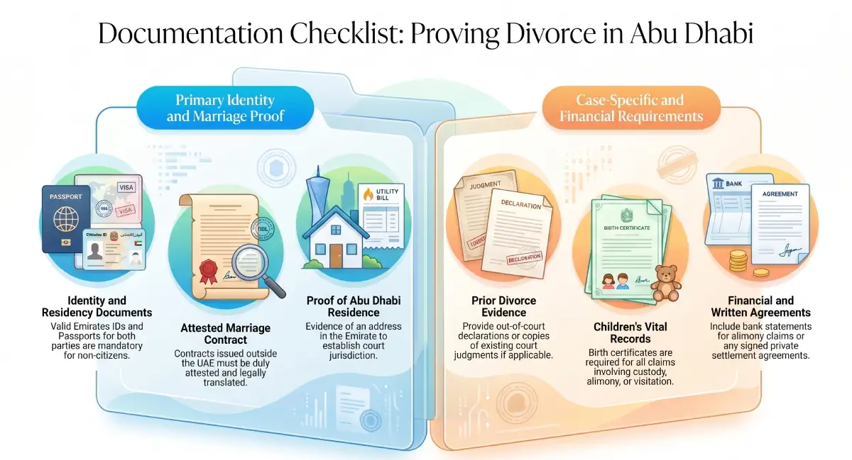 Documents required to prove divorce in Abu Dhabi