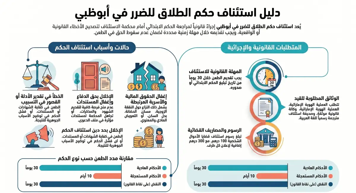 دليل استئناف حكم الطلاق للضرر في أبوظبي