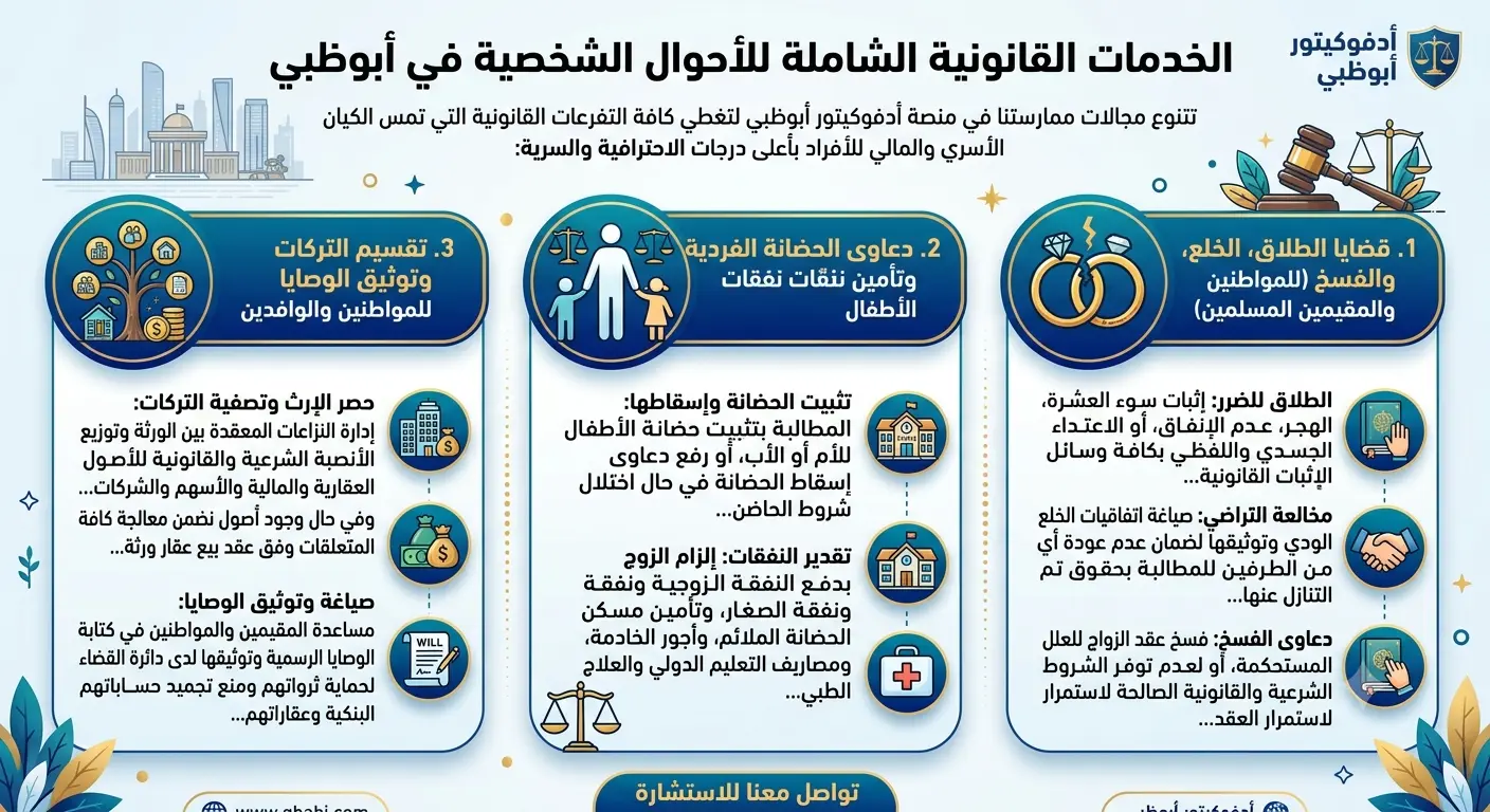 خدمات قضايا الأحوال الشخصية في أبو ظبي