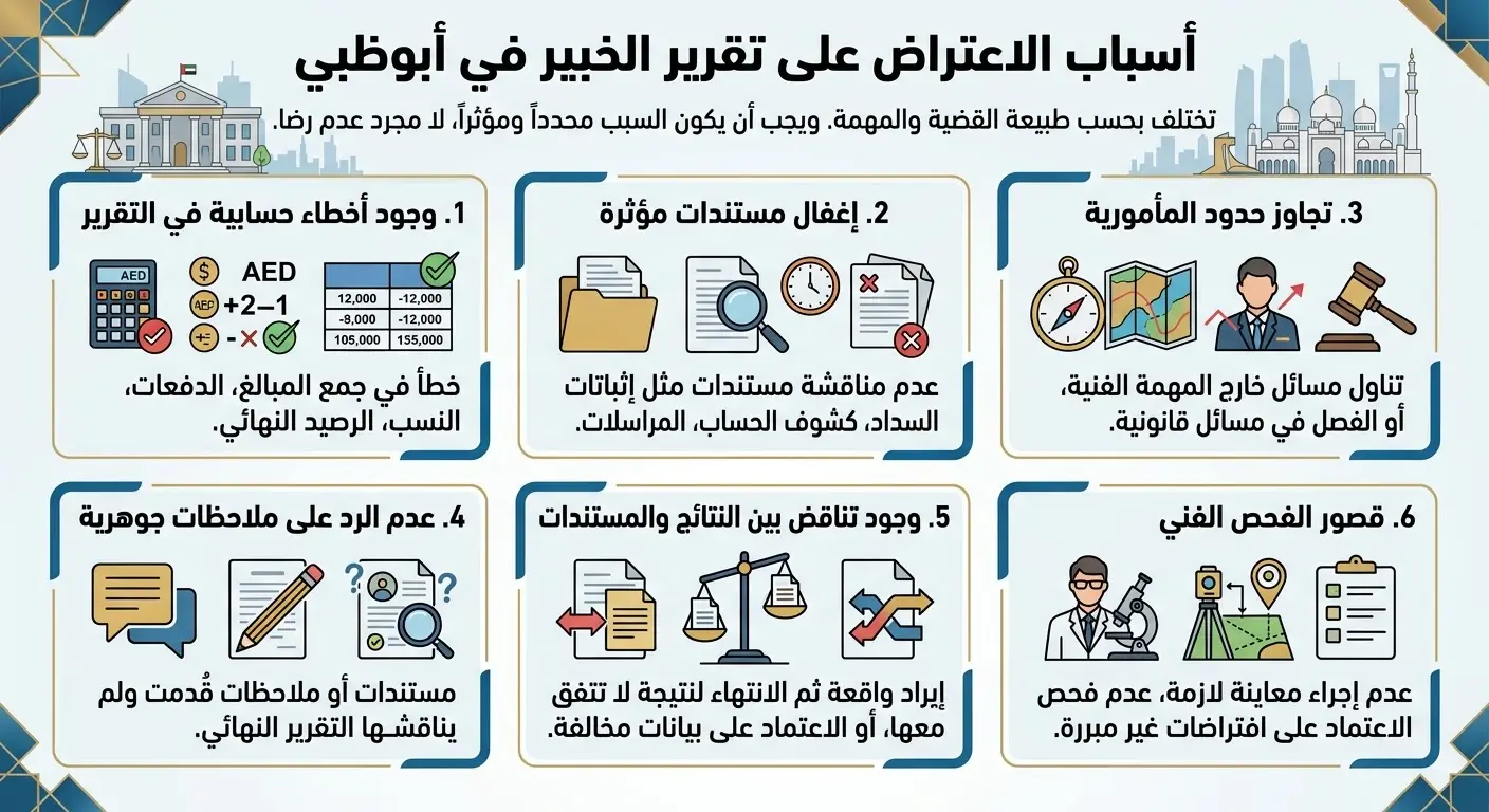 أسباب الاعتراض على تقرير الخبير في أبوظبي