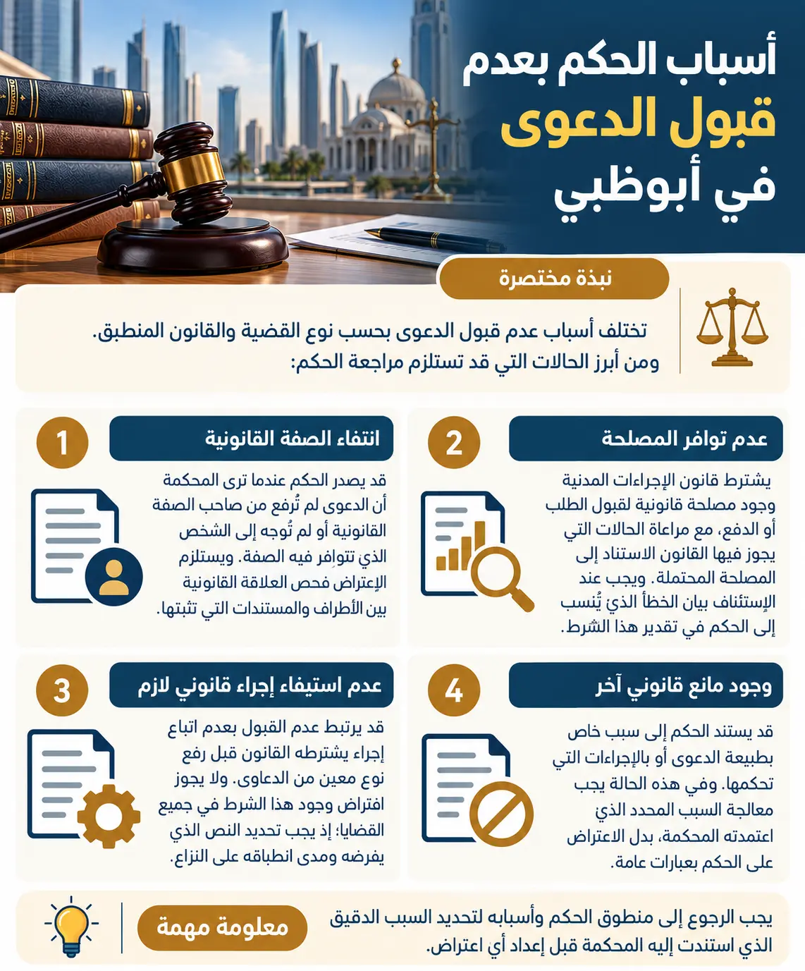 أسباب الحكم بعدم قبول الدعوى في أبوظبي